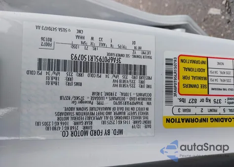 2020 Ford Fusion Se from USA, damaged, VIN 3FA6P0T95LR150793